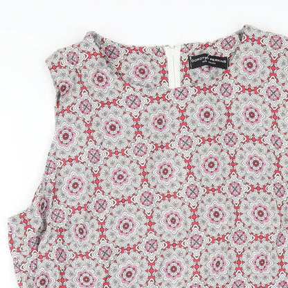 Dorothy Perkins Womens Multicoloured Geometric Viscose A-Line Size 18 Round Neck Zip