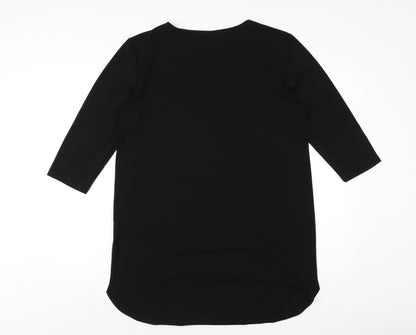 H&M Womens Black Polyester T-Shirt Dress Size S Round Neck Pullover