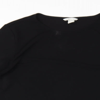 H&M Womens Black Polyester T-Shirt Dress Size S Round Neck Pullover