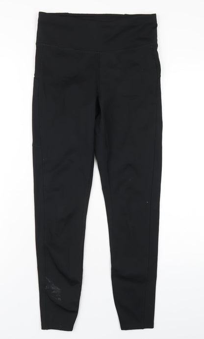 GOODMOVE Womens Black Polyester Capri Leggings Size 10 L27 in Regular Pullover