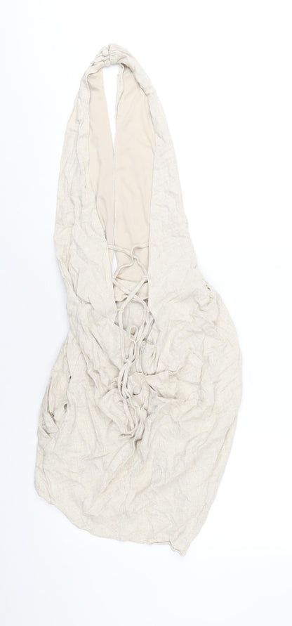 ASOS Womens Beige Viscose Mini Size 10 Halter Zip