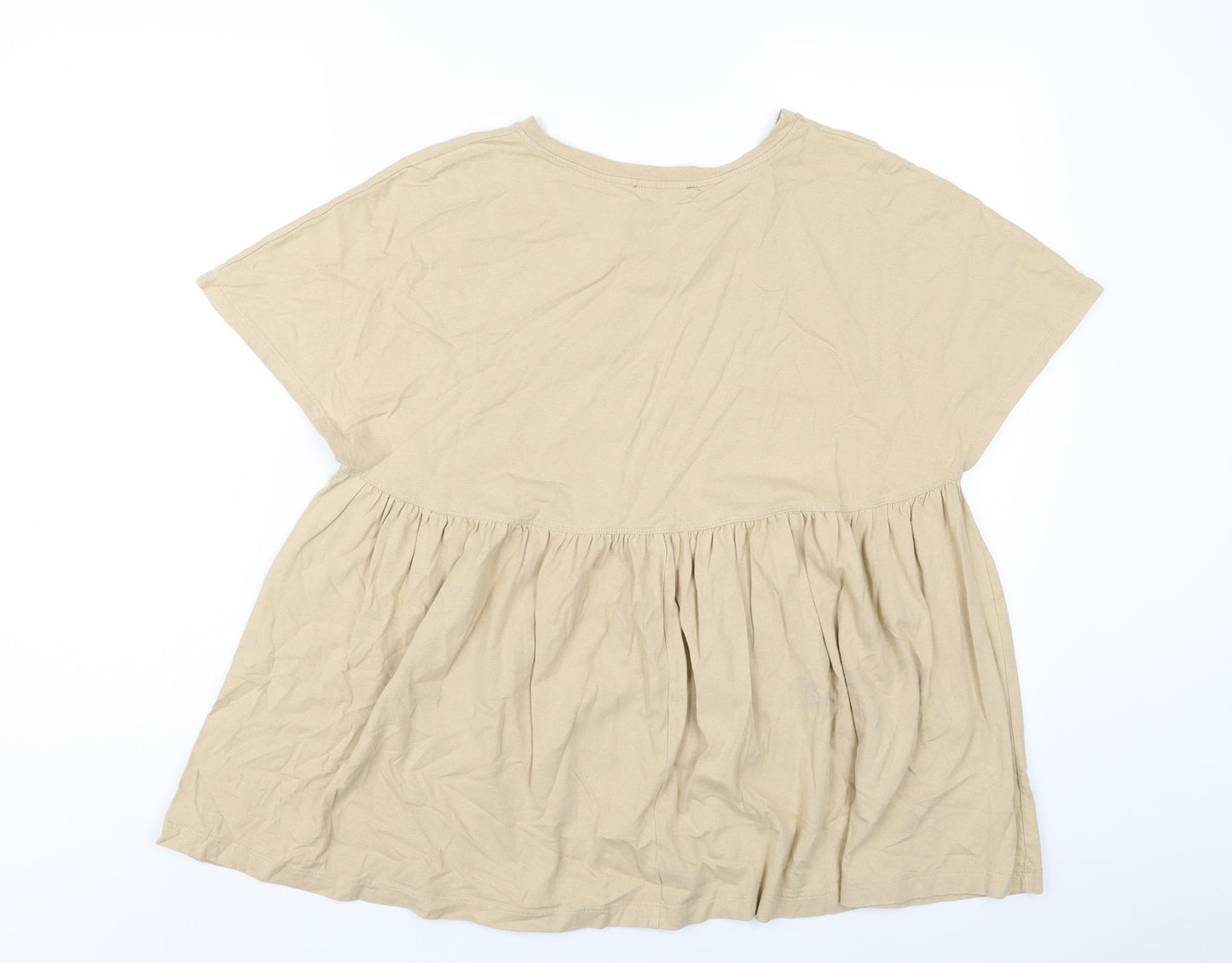 Womens UK Size M Zara Beige Basic T-Shirt