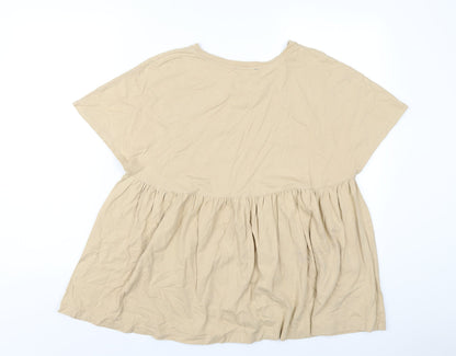 Womens UK Size M Zara Beige Basic T-Shirt