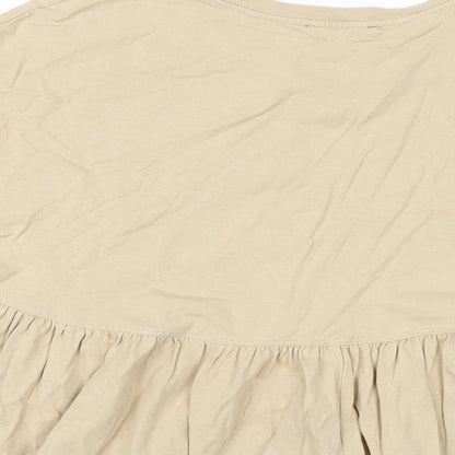 Womens UK Size M Zara Beige Basic T-Shirt