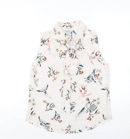 H&M Womens Multicoloured Geometric Polyester Basic Blouse Size 8 V-Neck
