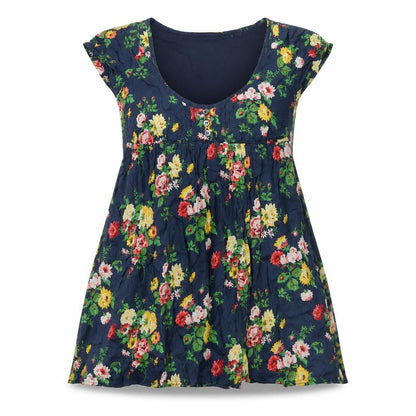 Jack Wills Womens Blue Floral Cotton A-Line Size 8 Scoop Neck Pullover