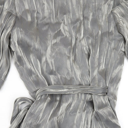 Zara Womens Silver Polyester Wrap Dress Size XS V-Neck Tie