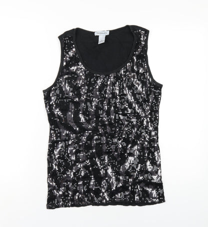Cruise Wear & Co Womens Black Cotton Basic Tank Size XL Scoop Neck - Sequin