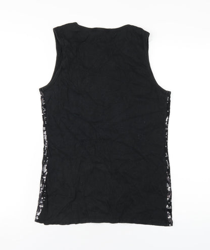 Cruise Wear & Co Womens Black Cotton Basic Tank Size XL Scoop Neck - Sequin