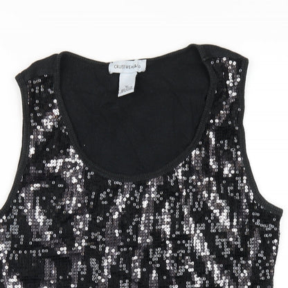 Cruise Wear & Co Womens Black Cotton Basic Tank Size XL Scoop Neck - Sequin