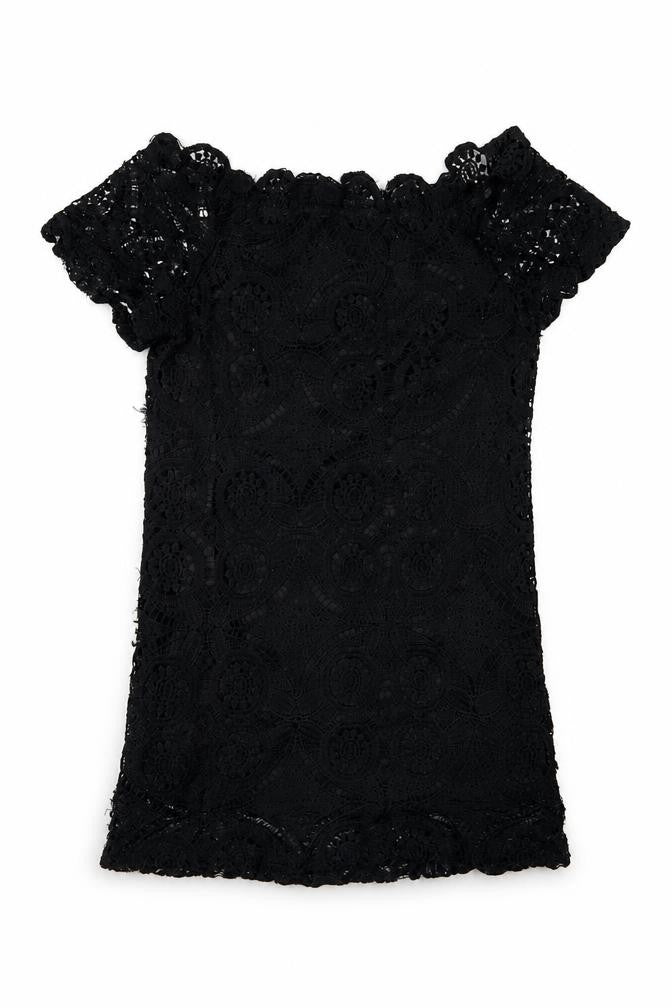 PRETTYLITTLETHING Womens Black Polyester A-Line Size 10 Off the Shoulder Pullover