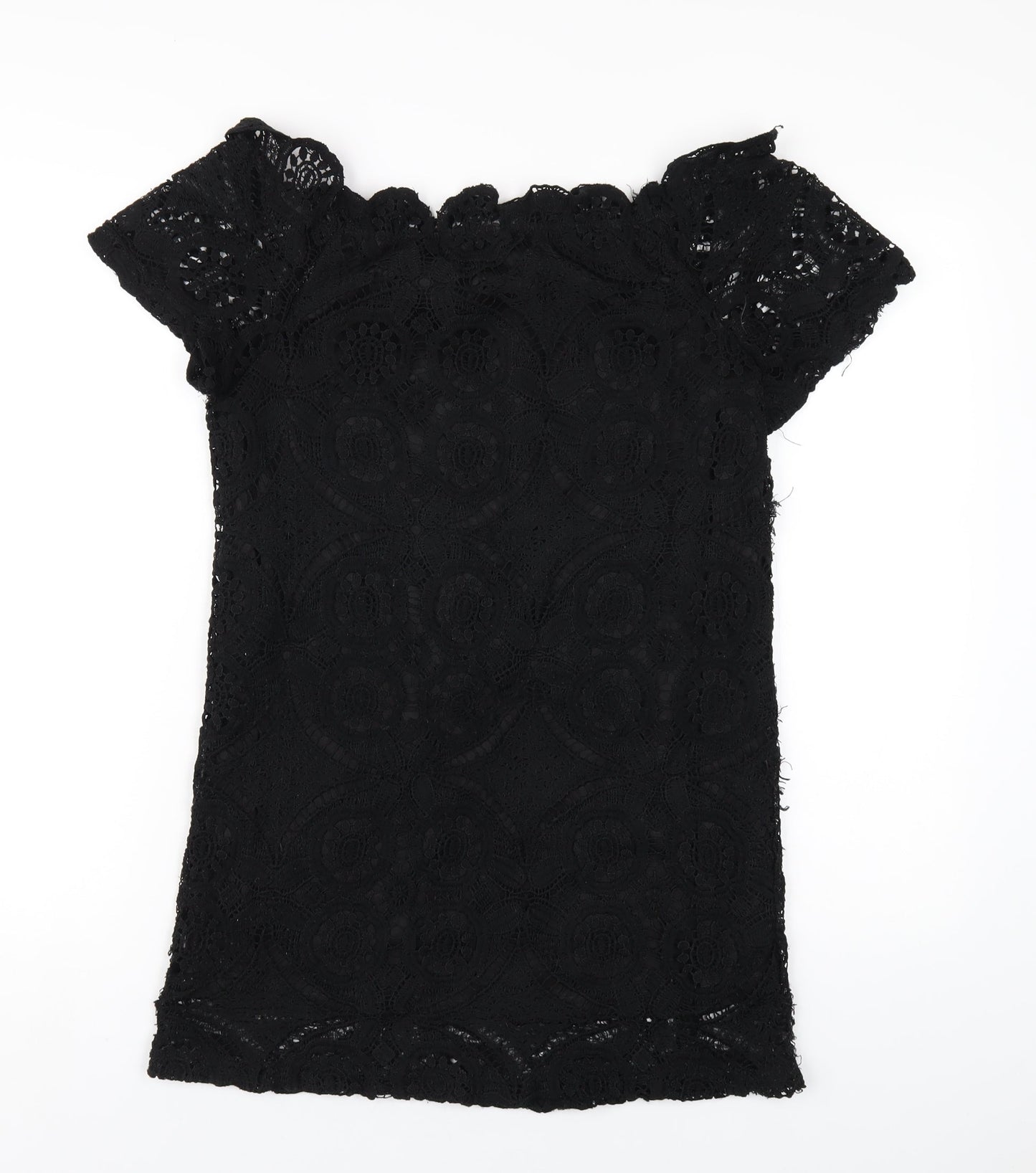 PRETTYLITTLETHING Womens Black Polyester A-Line Size 10 Off the Shoulder Pullover