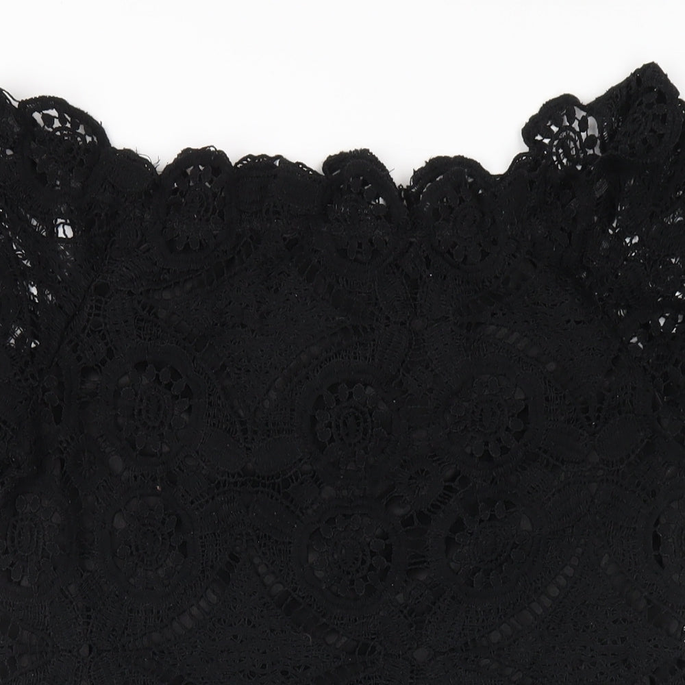 PRETTYLITTLETHING Womens Black Polyester A-Line Size 10 Off the Shoulder Pullover