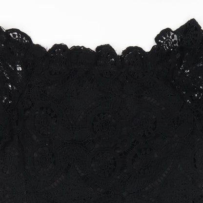 PRETTYLITTLETHING Womens Black Polyester A-Line Size 10 Off the Shoulder Pullover