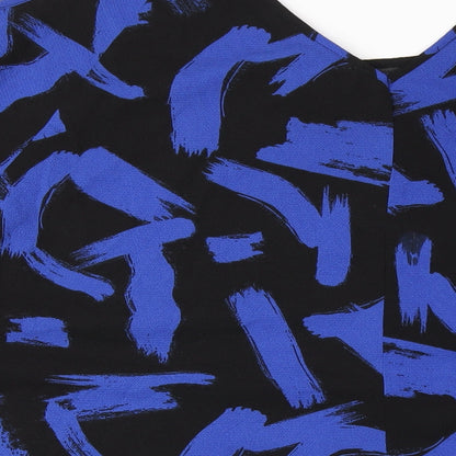 Capsule Womens Blue Geometric Polyester Basic T-Shirt Size 24 Round Neck