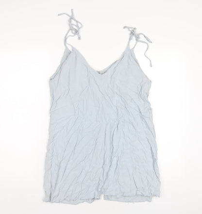 Topshop Womens Blue Viscose A-Line Size 14 V-Neck Button