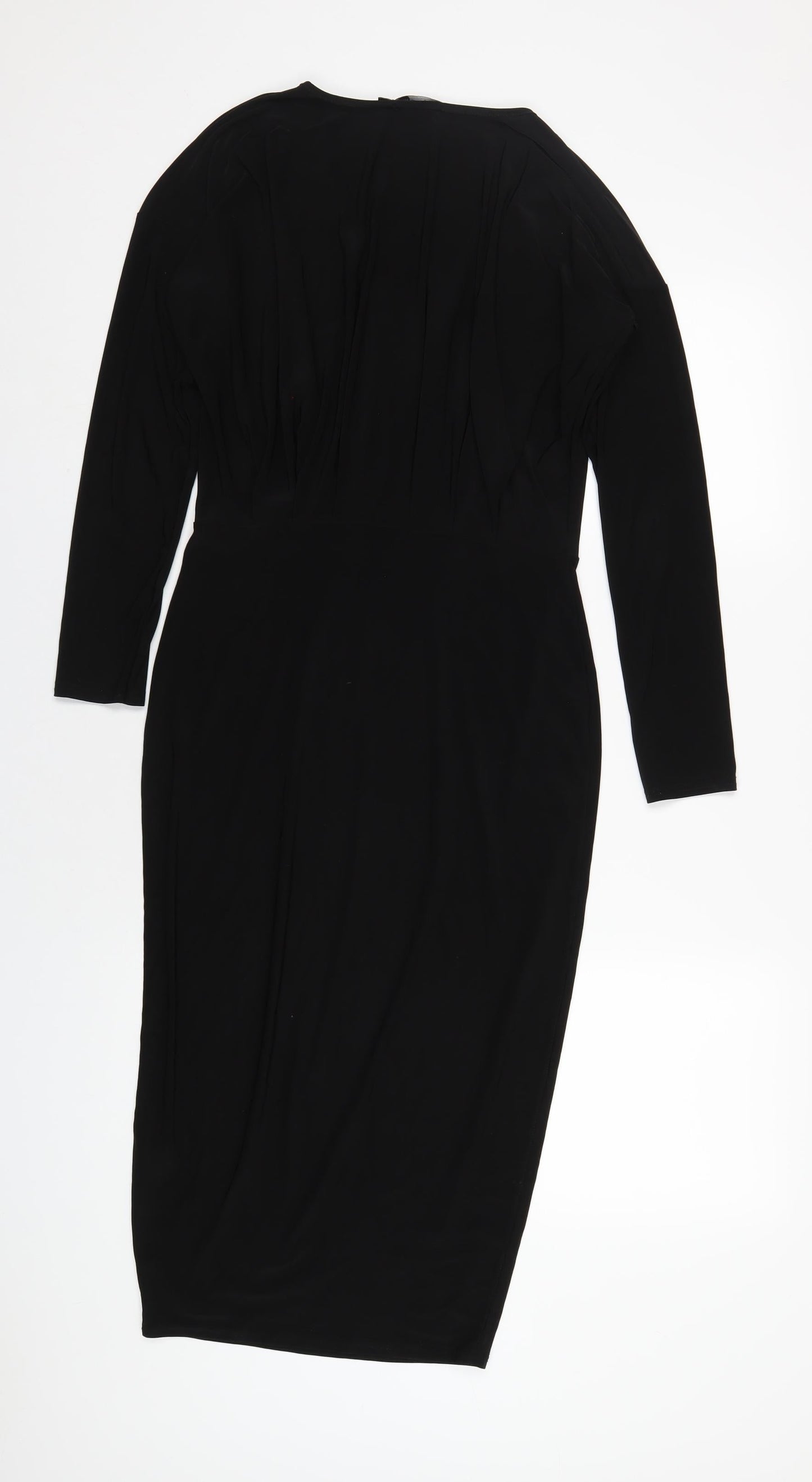 Boohoo Womens Black Polyester Bodycon Size 12 V-Neck Pullover