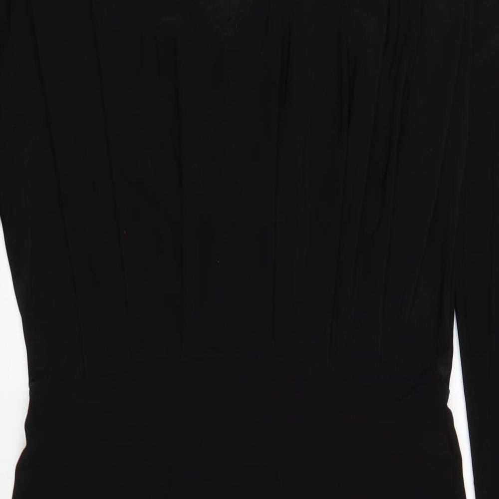 Boohoo Womens Black Polyester Bodycon Size 12 V-Neck Pullover