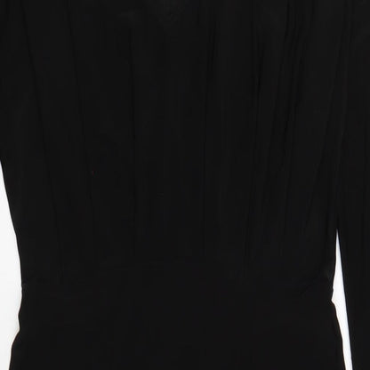 Boohoo Womens Black Polyester Bodycon Size 12 V-Neck Pullover