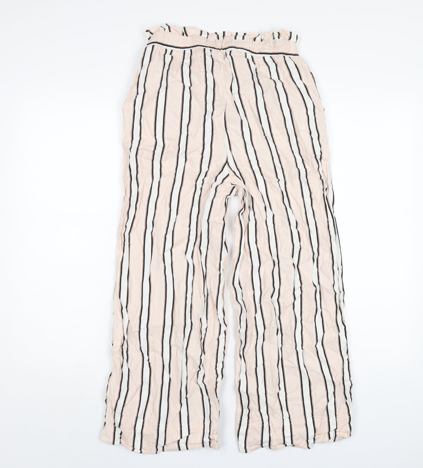 New Look Womens Pink Striped Linen Capri Trousers Size 6 L22 in Regular