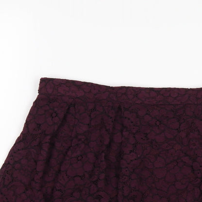 H&M Womens Purple Cotton A-Line Skirt Size 10 Zip