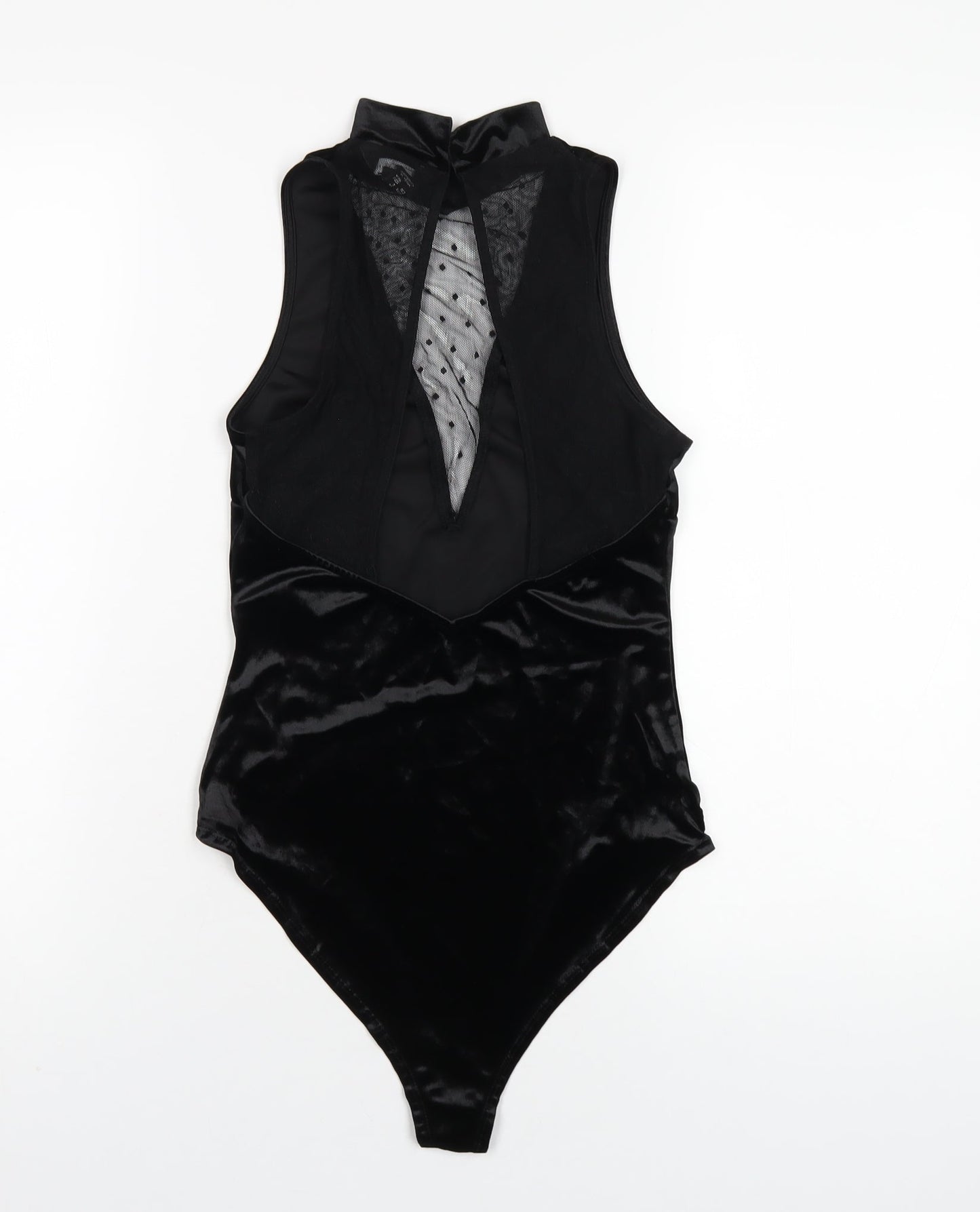 New Look Womens Black Polyester Bodysuit One-Piece Size 8 Snap