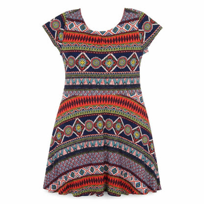 Springfield Womens Multicoloured Geometric Viscose A-Line Size XL Round Neck Pullover