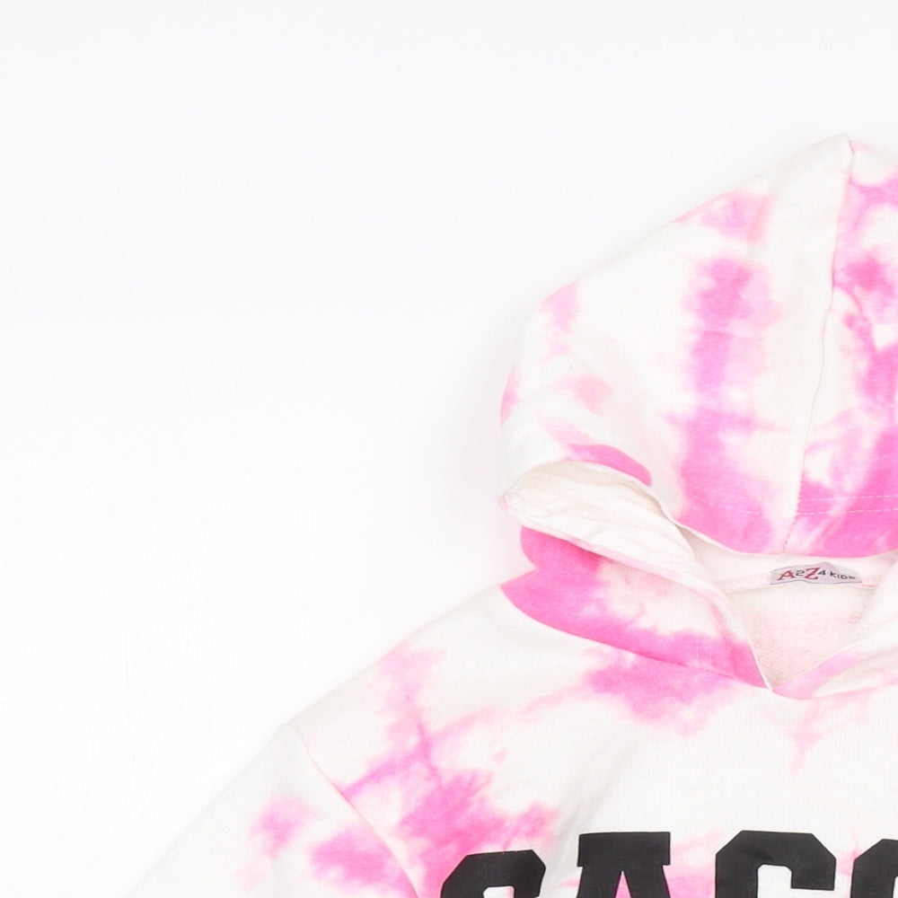 A2Z Girls Pink Geometric Polyester Pullover Hoodie Size 7-8 Years Pullover