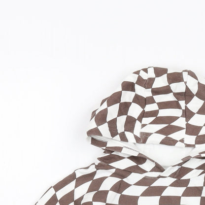 NEXT Girls White Geometric Cotton Pullover Hoodie Size 4-5 Years Pullover