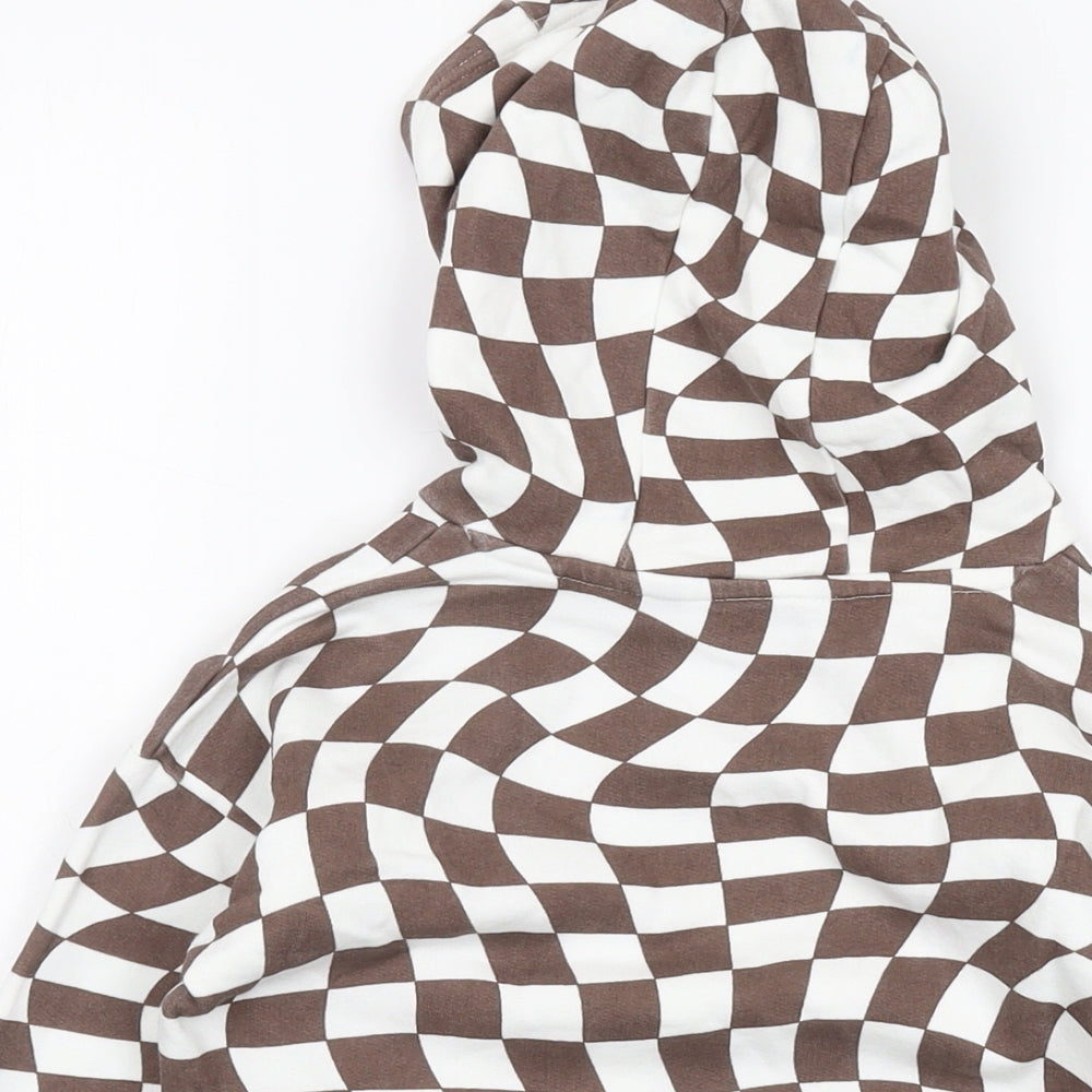NEXT Girls White Geometric Cotton Pullover Hoodie Size 4-5 Years Pullover