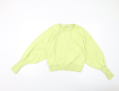 Zara Womens Green Cotton Pullover Sweatshirt Size S Pullover