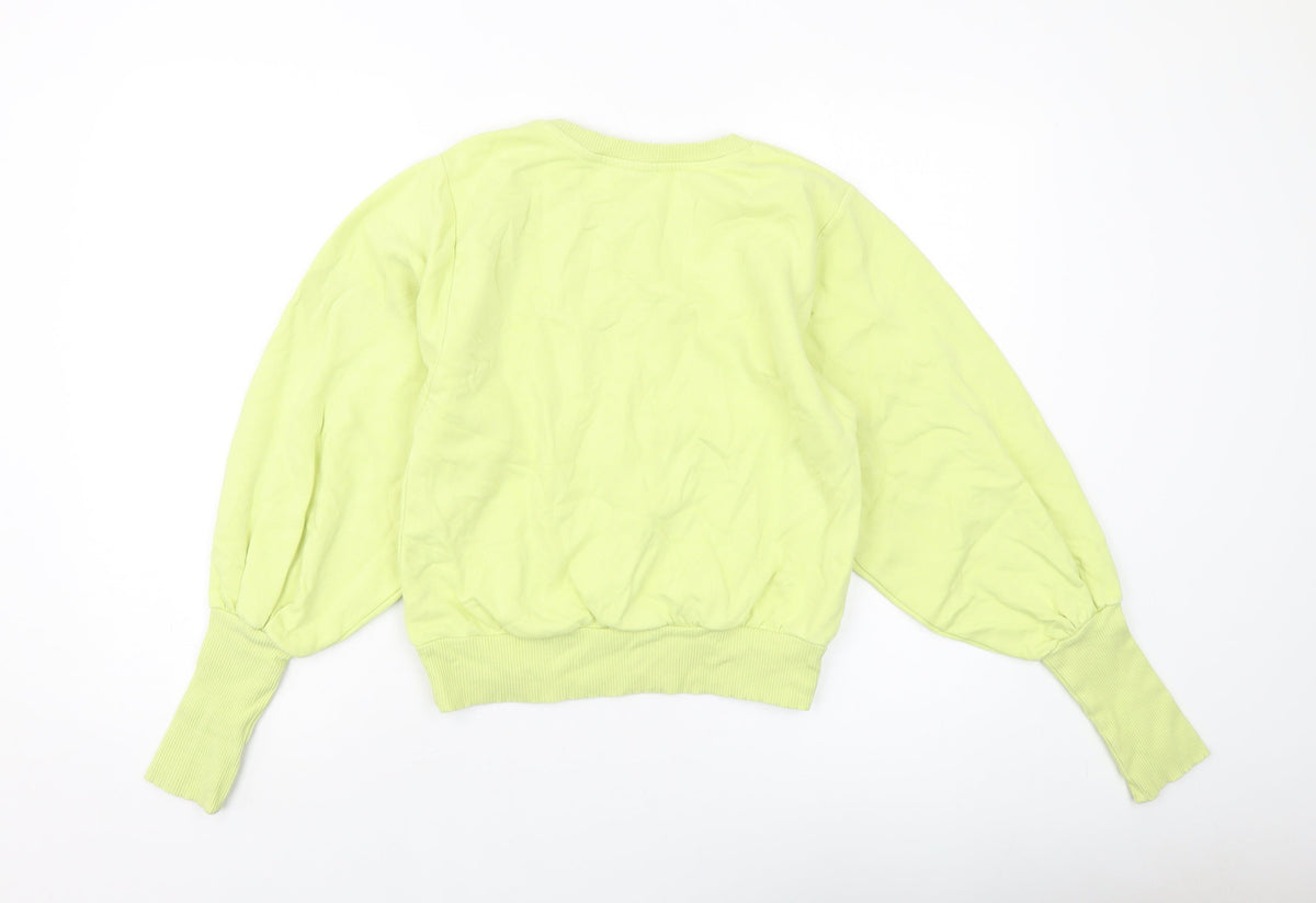 Zara Womens Green Cotton Pullover Sweatshirt Size S Pullover
