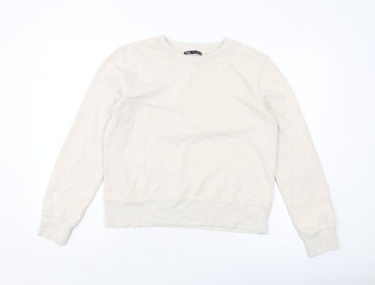 Zara Womens Beige Cotton Pullover Hoodie Size S Pullover