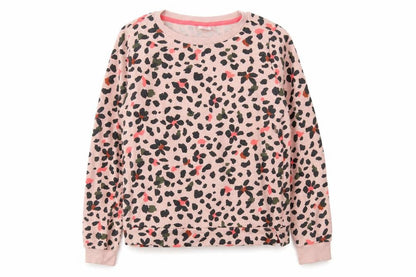HEMA Girls Pink Animal Print Cotton Pullover Sweatshirt Size 13-14 Years Pullover