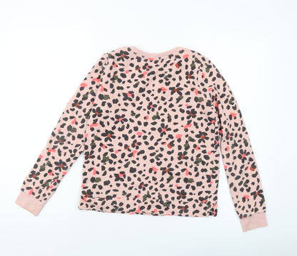 HEMA Girls Pink Animal Print Cotton Pullover Sweatshirt Size 13-14 Years Pullover