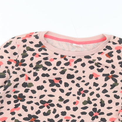 HEMA Girls Pink Animal Print Cotton Pullover Sweatshirt Size 13-14 Years Pullover