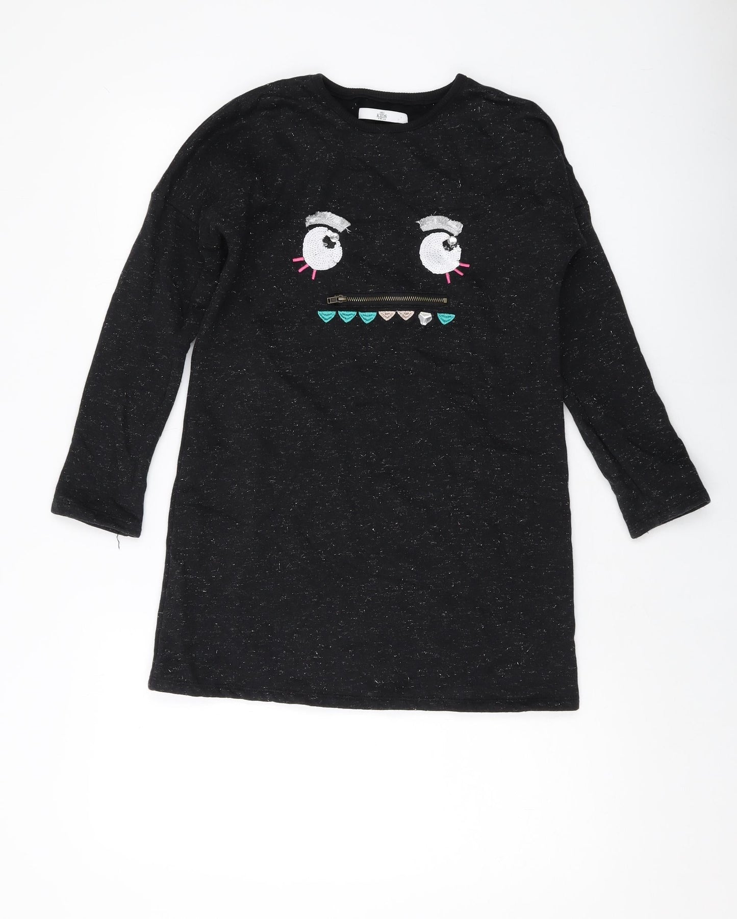 Marks and Spencer Girls Black Cotton Pullover Sweatshirt Size 9-10 Years Pullover