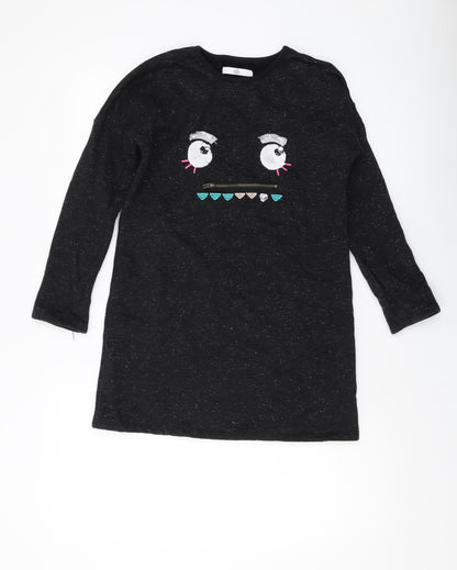 Marks and Spencer Girls Black Cotton Pullover Sweatshirt Size 9-10 Years Pullover
