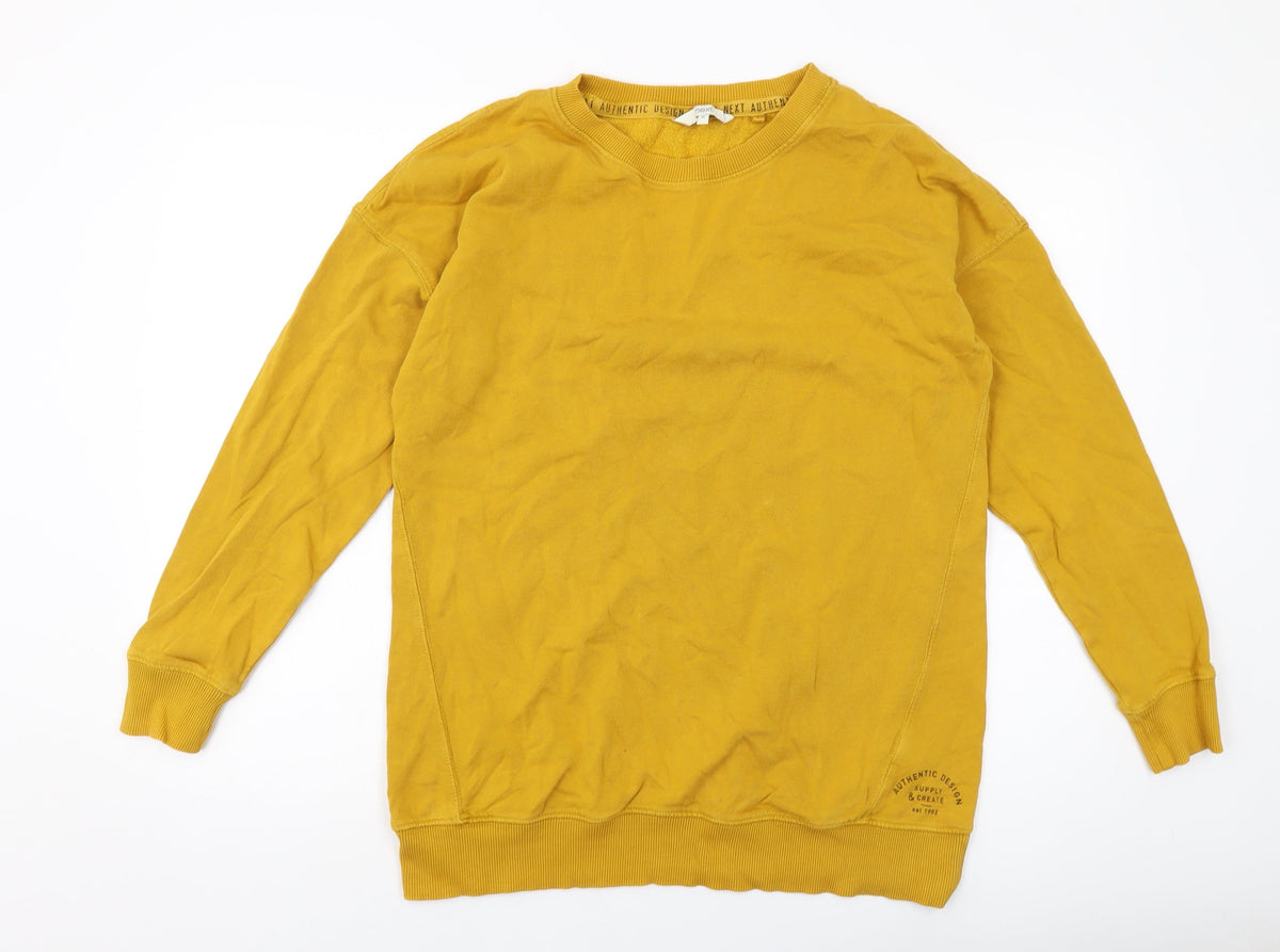 Next Womens Yellow Cotton Pullover Sweatshirt Size M Pullover