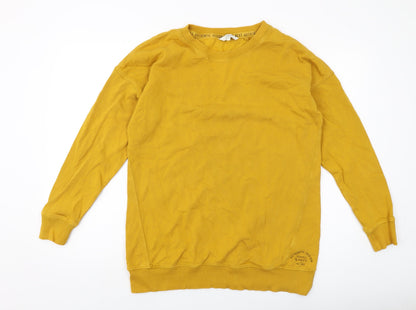 Next Womens Yellow Cotton Pullover Sweatshirt Size M Pullover