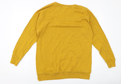 Next Womens Yellow Cotton Pullover Sweatshirt Size M Pullover