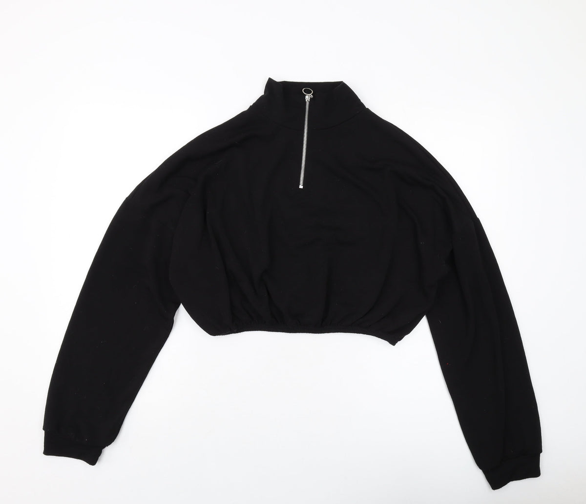 Missguided Womens Black Polyester Pullover Sweatshirt Size 12 Zip