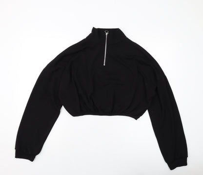 Missguided Womens Black Polyester Pullover Sweatshirt Size 12 Zip