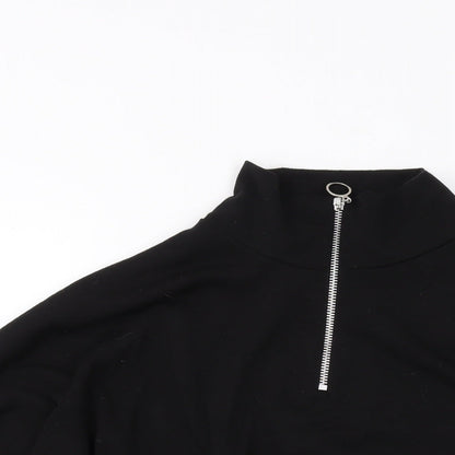 Missguided Womens Black Polyester Pullover Sweatshirt Size 12 Zip