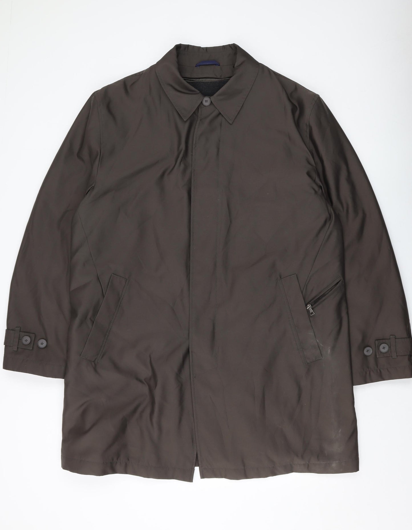 Autograph Mens Green Overcoat Coat Size L Button