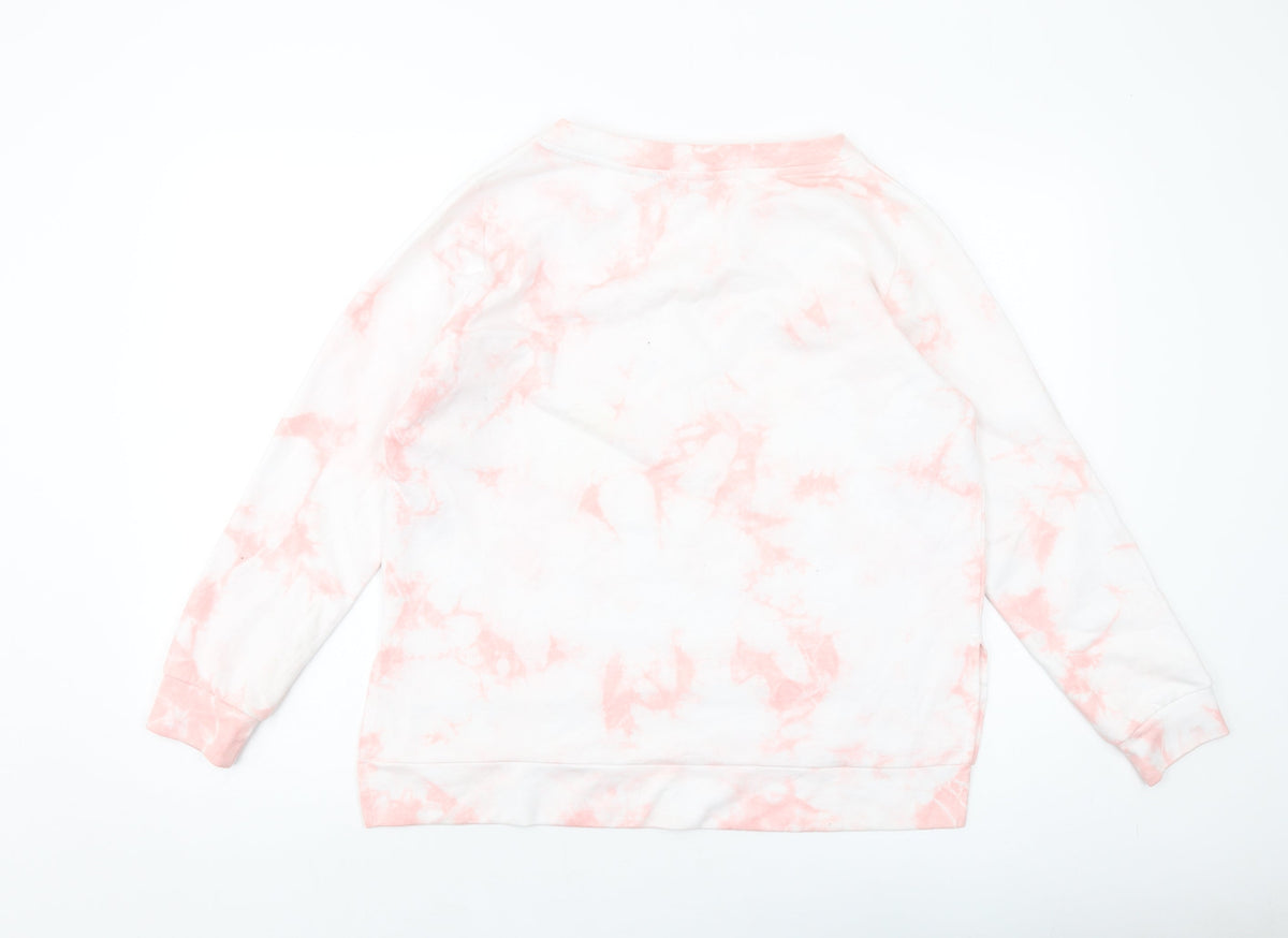 Top Secret Womens Pink Geometric Cotton Pullover Sweatshirt Size 10 Pullover