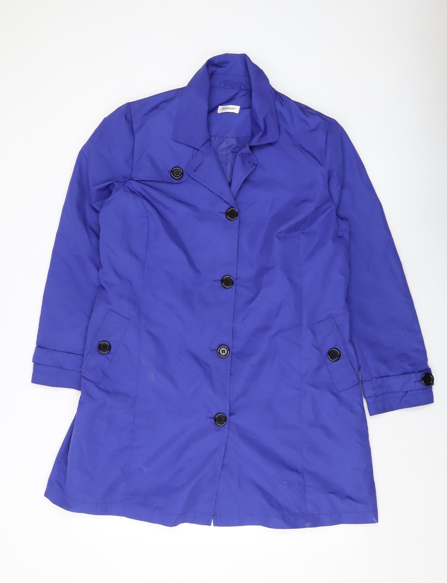 Damart Womens Blue Overcoat Coat Size 16 Button