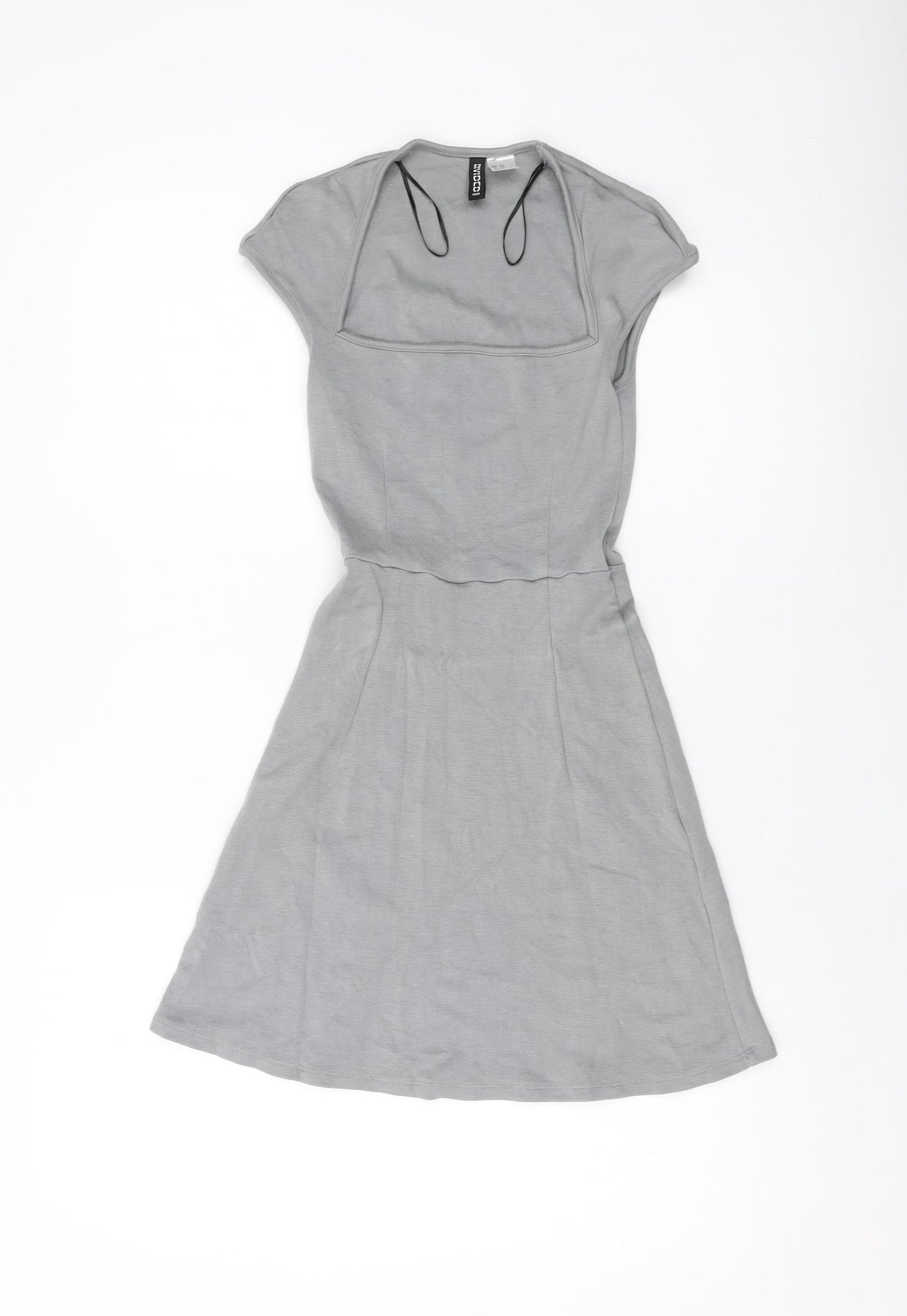 H&M Womens Grey Viscose Mini Size 2XS Square Neck Pullover