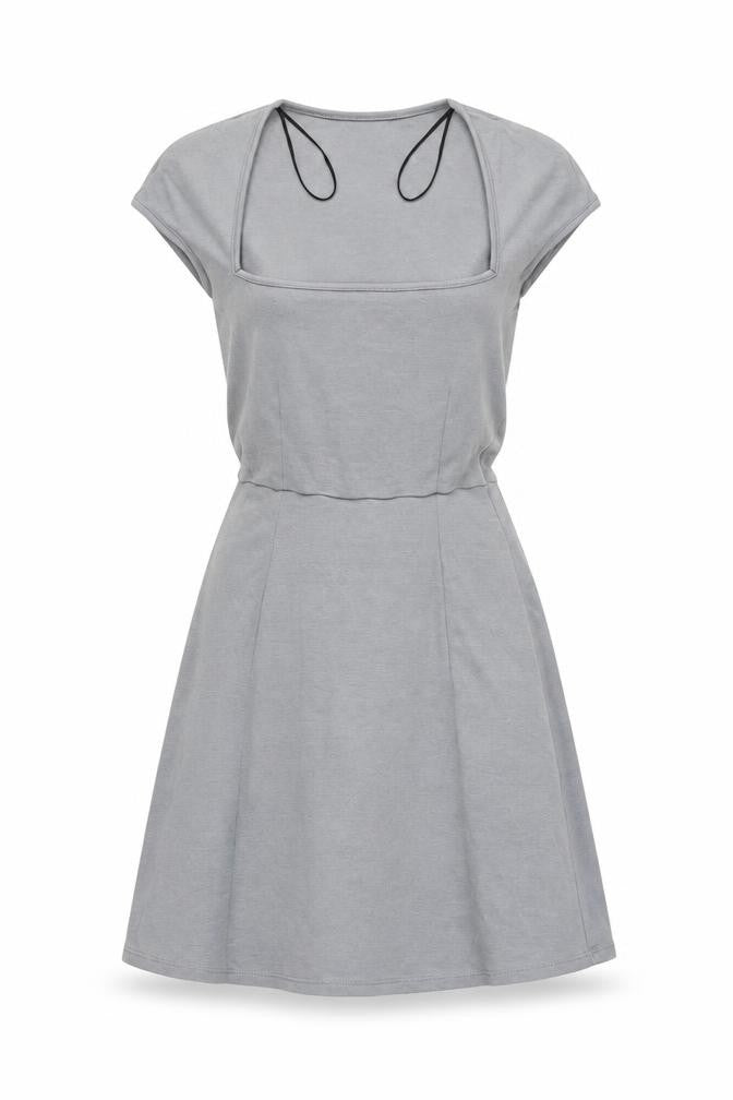 H&M Womens Grey Viscose Mini Size 2XS Square Neck Pullover
