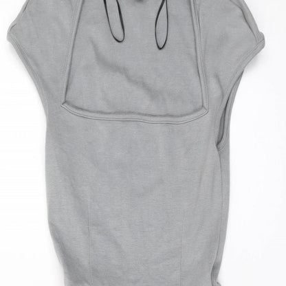 H&M Womens Grey Viscose Mini Size 2XS Square Neck Pullover